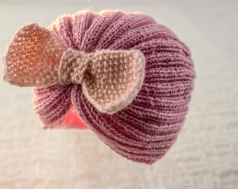 KNITTING PATTERN, PDF, Baby Girl Hat, Retro Hat, Cloche Style Baby Hat,  Bow Hat, Cute Baby Hat, Instant Download