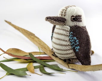 KNITTING PATTERN, Toy Knitting Pattern,  Kookaburra, Wildlife Toy, Soft Toy, Knitted Softie Pattern, Bird Knitting Pattern, Knit Bird, PDF