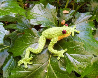 KNITTING PATTERN, Australian Red Eyed Frog, Soft Toy, Softie, Australian Fauna, Knit Frog, Plushie, Toy Frog, PDF, Instant Download