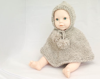 Woodland Hooded Poncho Knitting Pattern: Baby to Toddler Sizes