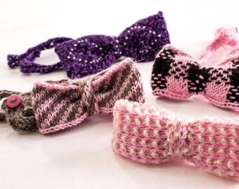 Patrón de diadema de lazo tejida para niñas: Diseño ajustable, juego de cuatro (PDF)
