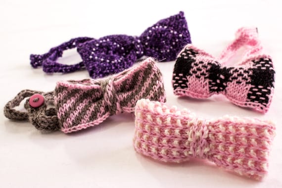 Girls Knit Bow Headband Pattern: Adjustable Design, Set of 