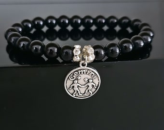 Bracelet, Black Bracelet, Birthday Gift, Bracelets, Gift For Her, Gift For Him, Horoscope Bracelet, Stretchy Bracelet, Zodiac Bracelets