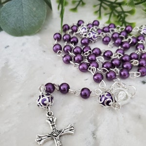 Personalized Rosary Gift First Communion, Personalized Rosary, Baptism for a girl or a boy, Rosary Gift, Family Name Rosary image 5