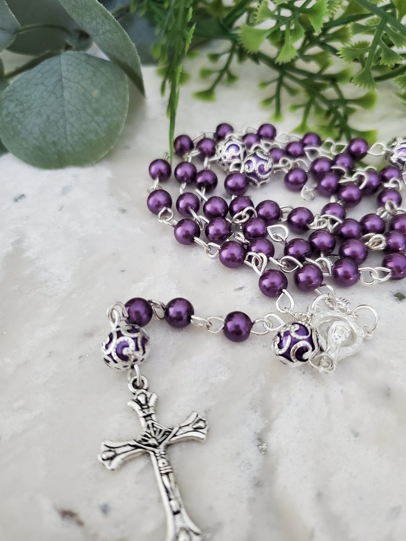 Personalized Rosary Gift First Communion, Personalized Rosary, Baptism for a girl or a boy, Rosary Gift, Family Name Rosary image 5