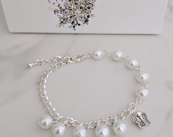 Butterfly Bracelet, Beaded Bracelet,  Butterfly Charm Bracelet, Adjustable Bracelet, Birthday Gift, Gift For Her