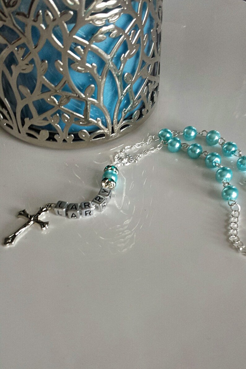 Small Rosary Baptism Rosary Baptism Gift Rear View Mirror image 0