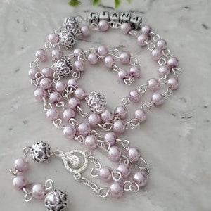 Personalized Rosary Gift First Communion, Personalized Rosary, Baptism for a girl or a boy, Rosary Gift, Family Name Rosary image 2