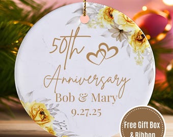 50th Anniversary Ornament: Golden Wedding Keepsake with Gift Box
