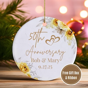 Custom Anniversary Ornament, 50th Anniversary Gift, Golden Anniversary Gift, 50th Wedding Anniversary Gift, Golden Wedding Anniversary Gift