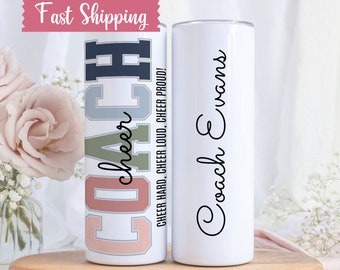 Personalized Cheer Coach Tumbler, Custom Name Cup for Cheerleading Coach