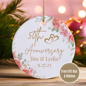 Custom Anniversary Ornament, 50th Anniversary Gift, Golden Anniversary Gift, 50th Wedding Anniversary Gift, Golden Wedding Anniversary Gift