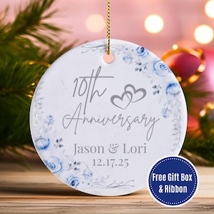 Custom Anniversary Ornament, 10 Year Anniversary Gift, 10th Anniversary Gift, Wedding Anniversary Gift, 10th Wedding Anniversary Gift