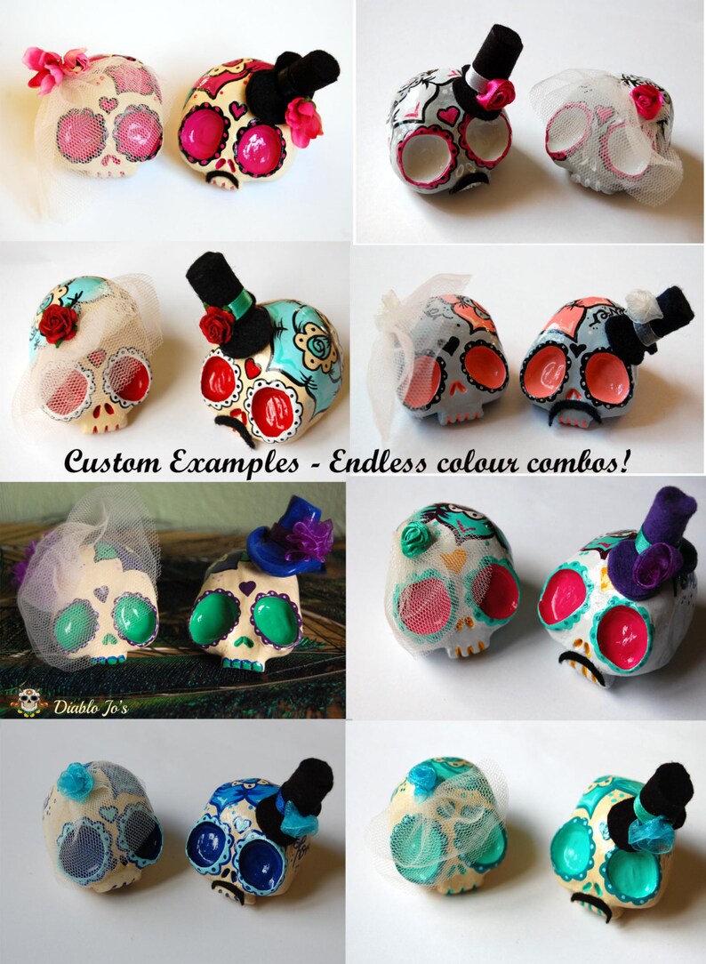 Sugar Skulls wedding Cake toppers Bride and Groom Mexican Etsy