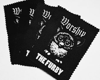 Worship the Furby retro toy sew on patch goth metal horror patch