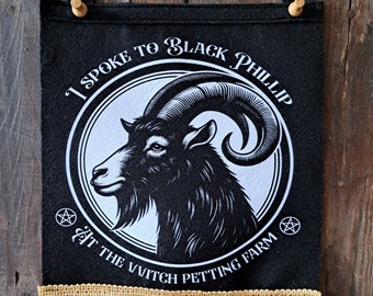Black Phillip Goat Pennant, wall hanging, banner, Satanic, Black magic, Witch The VVitch cult folk horror