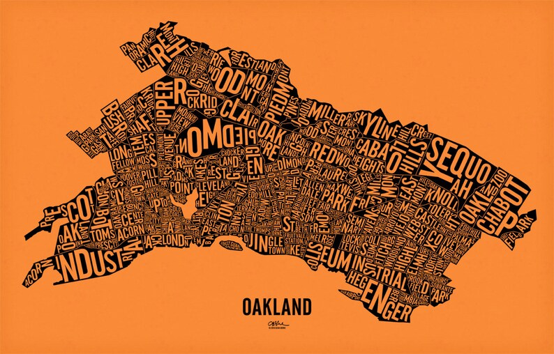 OAKLAND and Its 146 Neighborhoods 25x16 Map Poster - Etsy