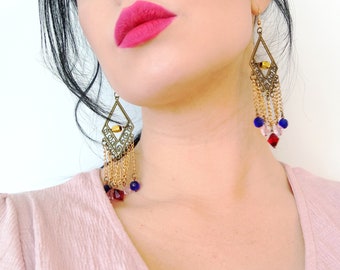 PREY Vintage Trio Metal Chandelier Earrings- Marrakech