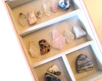 PREY Marble & Rose Spirit Gemstones, Crystals Specimen Box Collection- BOX 2