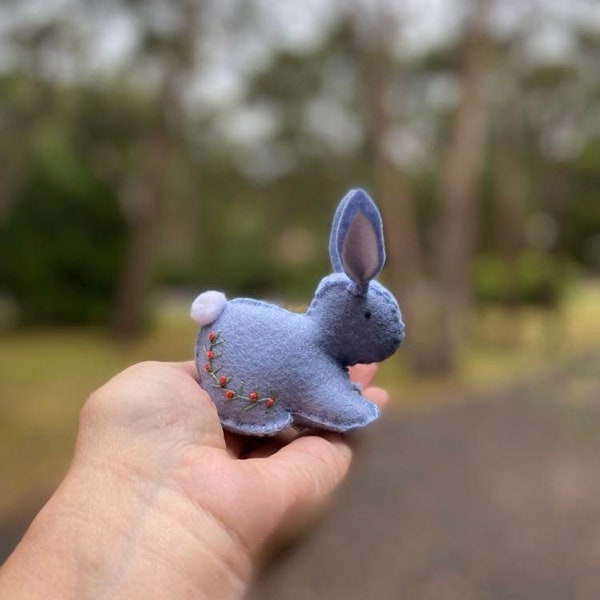 Bunny Rabbit Keepsake Plush Soft Toy - Wool Felt Embroidered Easter