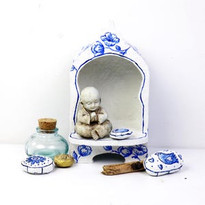 Altaar Blauw Wit Delft Blauw Geinspireerd Bloemen Motief