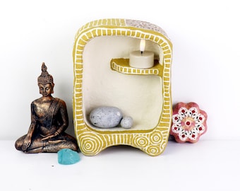 Handmade Recycled Paper Cabinet – Small Treasure Display Shelf | Wall Hanging or Standing Decor