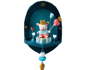 Bunny with Moon and Balloons Wall Decoration