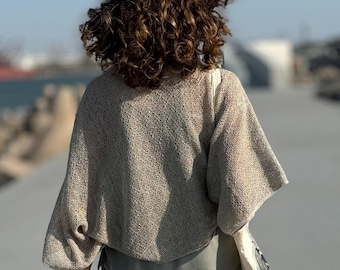 Knitted Linen Bolero Shrug: Women's Lace Cover-Up