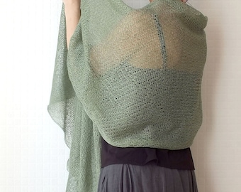Salbeigrüner gestrickter Hochzeitsschal - Brautschal, Brautschal, Brautschal
