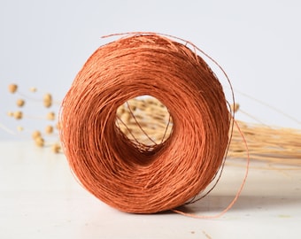 Natural linen yarn - Pure linen/flax thread - Terracotta / Wet Clay