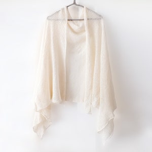 Vintage Style Knit Shawl, Lace Linen Wedding Shawl Snow White, Milk, Ivory, Peach, Light Gray image 1