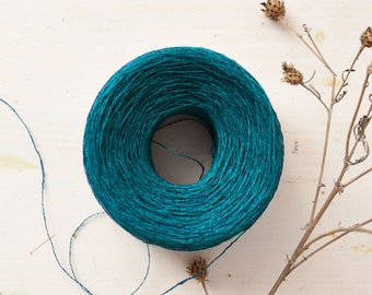 Natural linen yarn - 100% linen/flax thread - Dark Turquoise - Teal