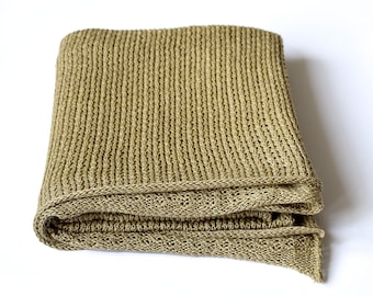 Knited linen baby throw blanket - Straw