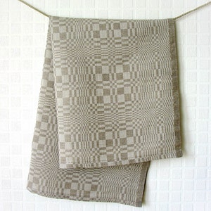 Linen tea towel Patterned, authentic, kitchen, hand, dish towel grey and off white Gift for mom Set of 2 image 4