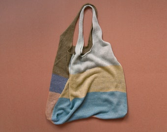 Multicolored Knitted Linen Shoulder Bag