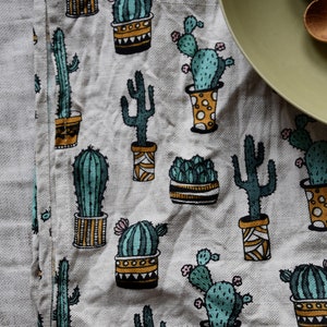 Cactus Kitchen Towel Cactus Succulent Print Linen Blend Dish Towel Farmhouse Green Plant Decor image 4