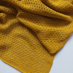 Knit linen baby crib throw blanket Mustard image 2