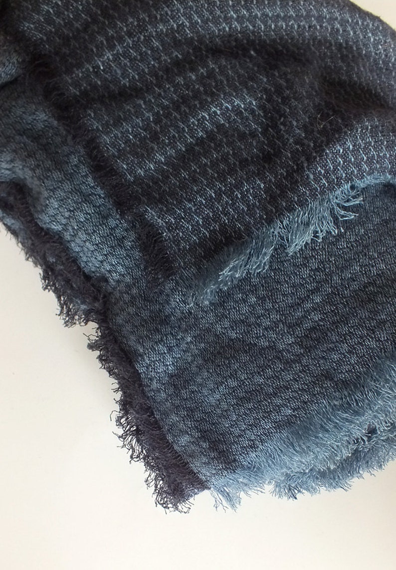 Two Sided Linen Throw Blanket Dark Denim Blue / Washed Denim - Etsy