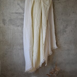 Super Soft, Linen Throw Blanket With Fringes Luxurious Stonewashed Linen Throw Unique Gift, Rare find Milk white / Ivory image 3