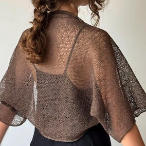 Earth Brown Bolero Shrug - Lace Knit Bolero Sweater - Sleeveless Dress Cover Up
