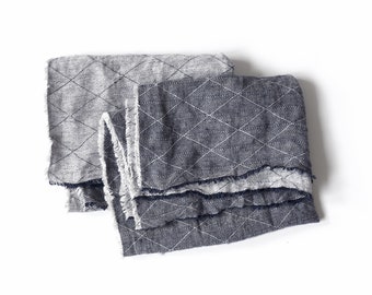 Soft Linen Kitchen Hand Towel - Prewashed Natural Dishcloth - Midnight Blue/Off White