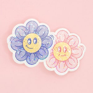 flower | autocollant brillant holographique | sticker vinyle | imperméable