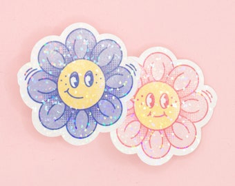 flower | holographic glossy sticker | vinyl sticker | raincoat