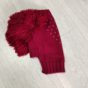 Knitted dog sweater Fluffy burgundy jumper for dogs fur Yorkie clothes Jacket image 5