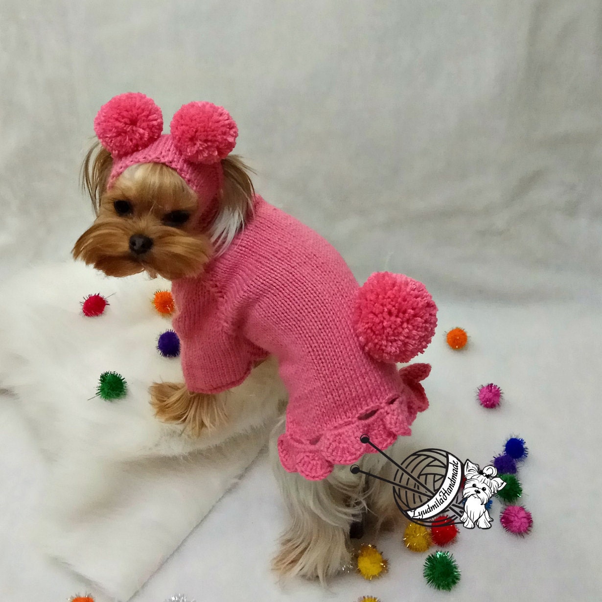 Small pink dog clothes girl dog sweater yorkie dog clothes Etsy