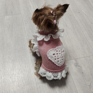 Rosa gestrickter Pullover für kleine Hunde Wolle, Kleidung für kleine Hunde Chihuahua & Yorkis, Mode Mini Hunde Pullover