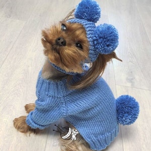 Solid Color Dog Sweater with Long Pompom Snood - AVAILABLE IN DIFFERENT COLORS main image 1