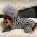 knitted dog jumpsuit, small dogs warm winter clothes, dog pom pom hat, costume for dog knit 