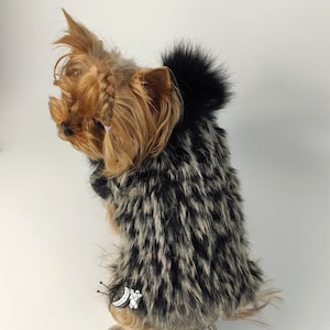 Fur coat for dog, Natural fur sweater for dog, Handmade dog sweater