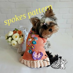Dog dress knitting pattern, Frilly pet sundress tutorial, Knit puppy clothes PDF